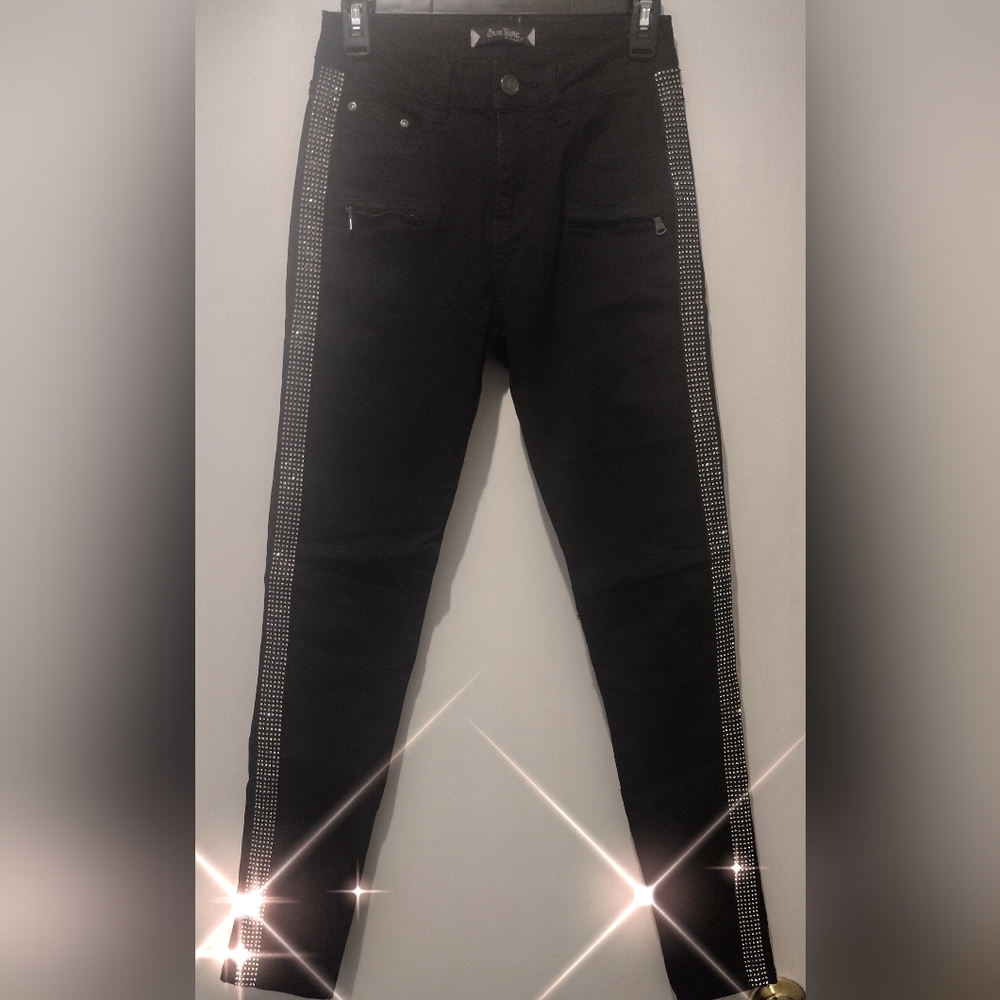 Black Pants with Silver Studded Stripes